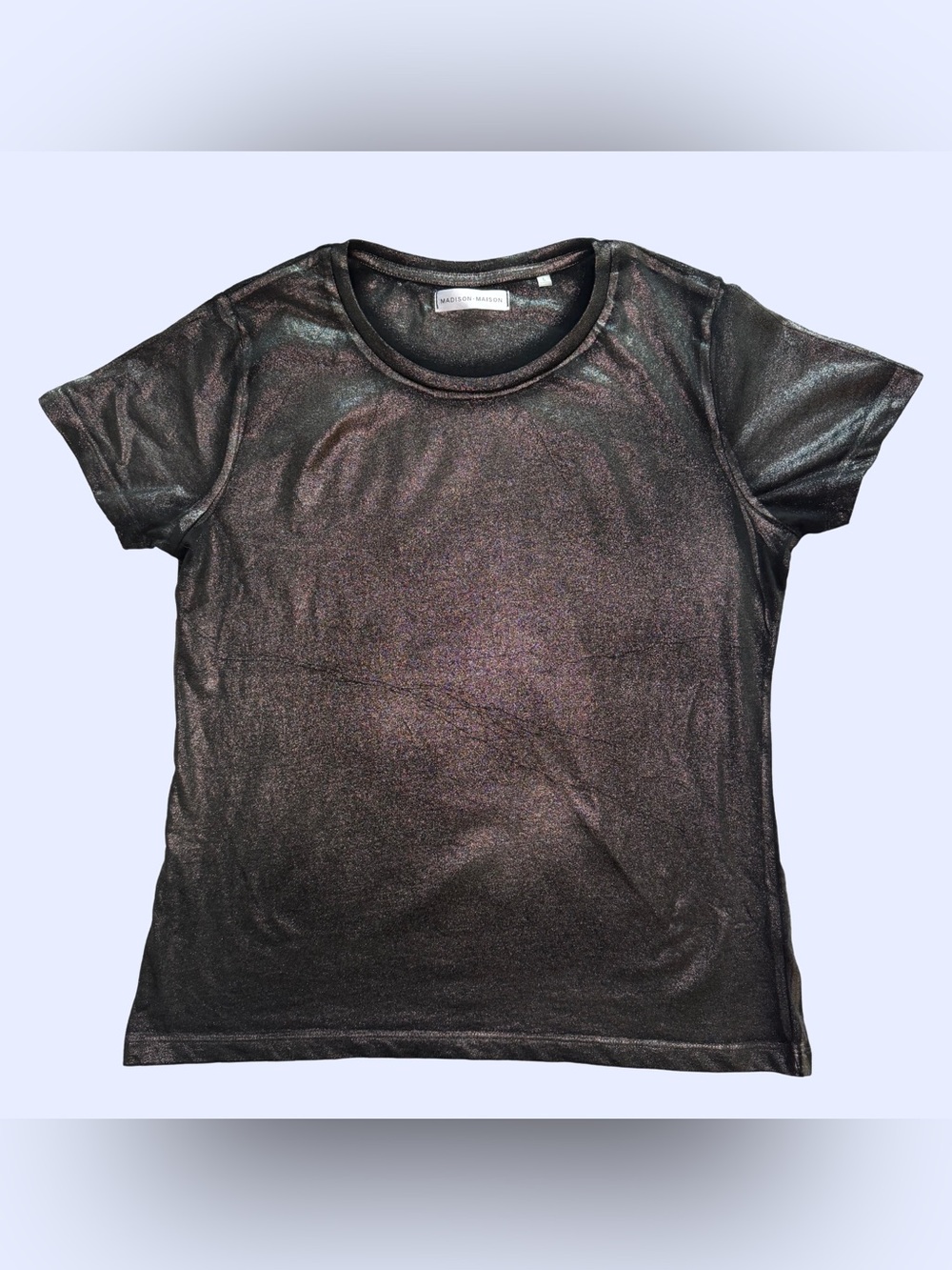 Madison Maison Metallic Shimmer Black Short-Sleeve Crewneck Tee